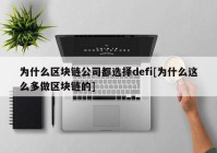 为什么区块链公司都选择defi[为什么这么多做区块链的]